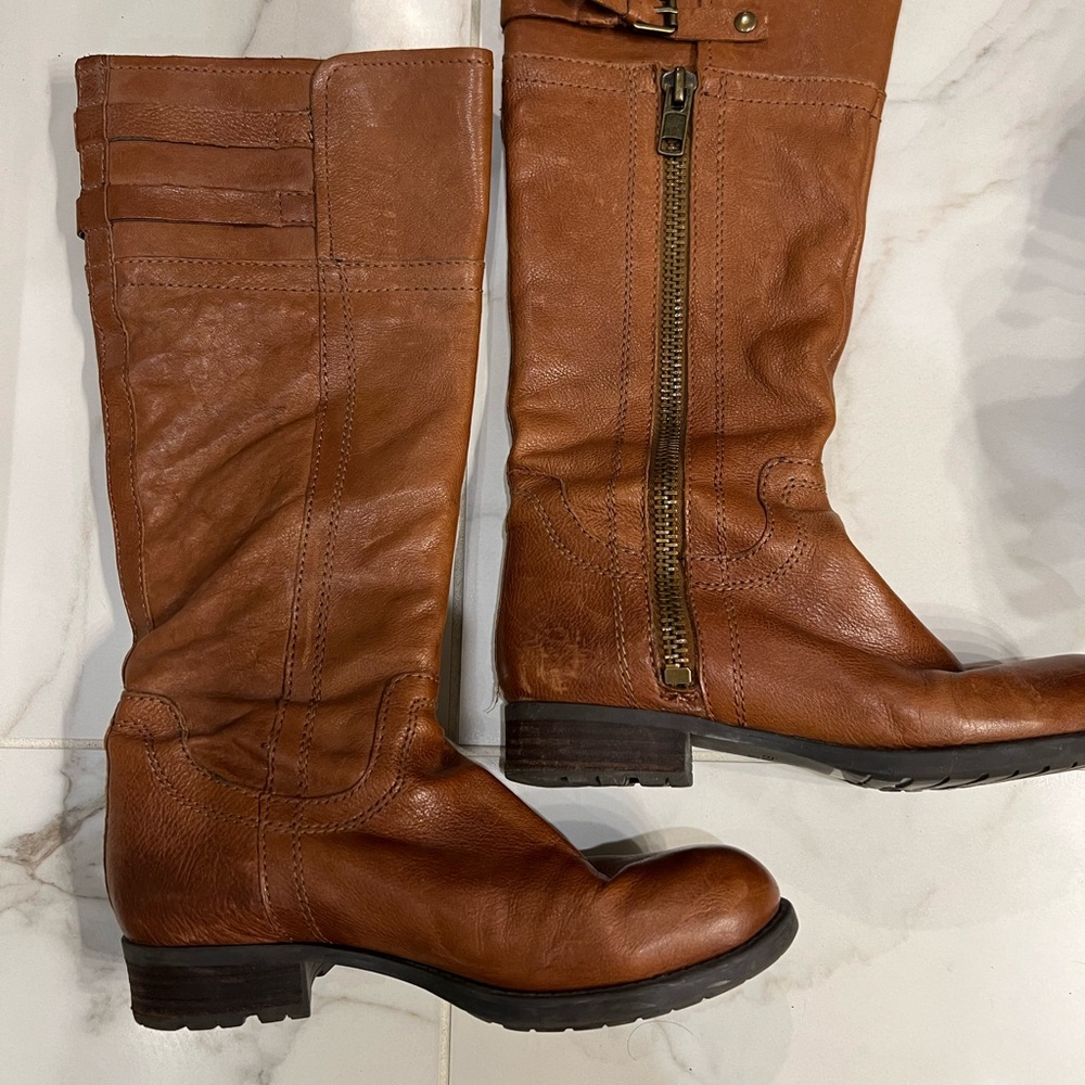 Franco Sarto Brown Over-the-Knee Leather Boots